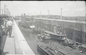 Canal Zone Prints: Boats Navigating Through Panama Canal