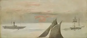 Poetry Prints: Boats at Sea, Sunset. Artist: Manet, Édouard (1832-1883)