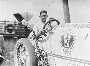 Prints of (Original Caption). Bob Burman, driving Blitzen Benz, car Vintage Car Collection Prints: Bob Burman with Racing Car