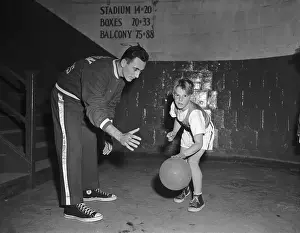 Coaching Prints: Bob Cousy Coaching Young Boy
