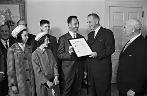Bob Cousy Getting Award From Johnson