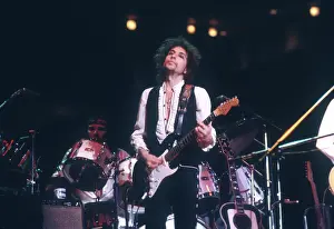 Prints of ATLANTA - DECEMBER 12: Bob Dylan performing onstage playing his Fender Stratocaster electric guitar and wearing a vest on December 12, 1978 at the Omni in Atlanta, Georgia Blowin' in the Wind: Bob Dylan's Photographic Legacy: Bob Dylan In Atlanta