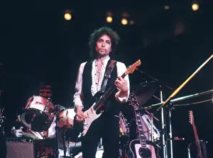 Prints of ATLANTA - DECEMBER 12: Bob Dylan performing onstage playing his Fender Stratocaster electric guitar and wearing a vest on December 12, 1978 at the Omni in Atlanta, Georgia Blowin' in the Wind: Bob Dylan's Photographic Legacy: Bob Dylan In Atlanta