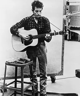 Folk Prints: Bob Dylan Playing Harmonica and Guitar