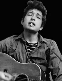 Bob Dylan Portrait With Acoustic & Cigarette