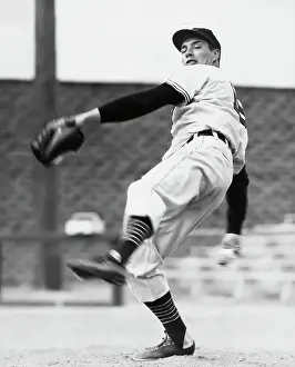 Pitching Prints: Bob Feller In Mid-Pitch; Action