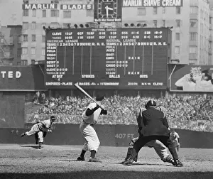 Umpire Prints: Bob Feller Pitching to Joe DiMaggio