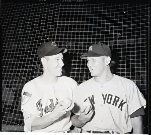 Bob Feller Posing W/Yankee Pitcher
