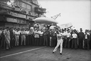 Bob Hope Playing Golf on Flight Deck