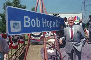 Burbank Prints: Bob Hope Posing with New Street Sign