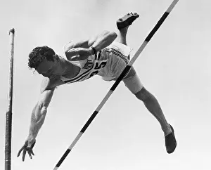 Bob Richards Going Over Pole Vault