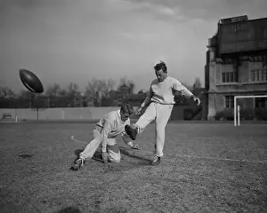Bob Waterfield Practising with Elroy Hirsch