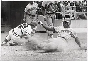 Bob Watson Slides Into Home;Houston Astr