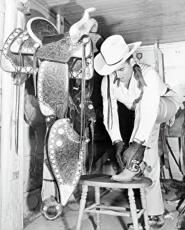 Bob Wills Adjusting Cowboy Boot