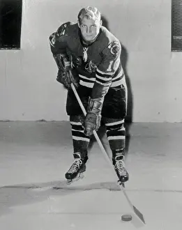 Bobby Hull In Position to Hit Hockey Puck