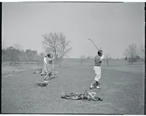 Bobby Jones and Paul Runyan Swinging Their Golf Clubs