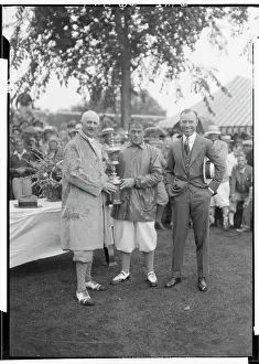 Chick Evans Prints: Bobby Jones Receiving Trophy for Amateur Golf Title