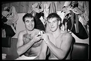 Bobby Orr With Teammate in Locker Room