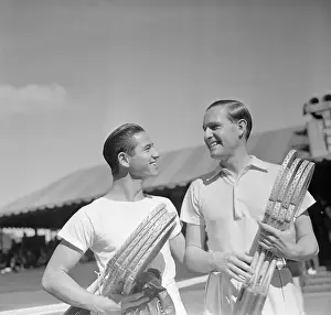 Bobby Riggs and Gottfried Von Cramm Before the Start of their Match