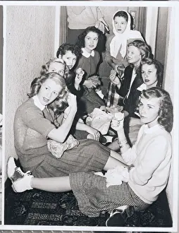 Bobby-Soxers Crowd in Hallway, Waiting