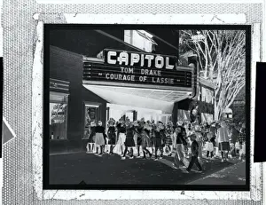 Frenzy Prints: Bobby Soxers Crowding Outside of Theater Showing The Courage of Lassie