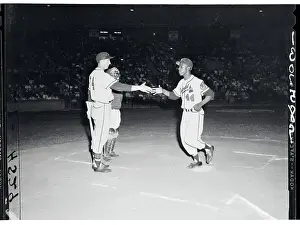 Congratulating Prints: Bobby Thomson Congratulating Hank Aaron at Home Plate