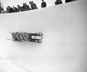 Class Prints: Bobsled Team Racing on Course
