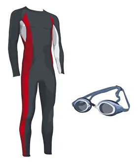 Water Sport Prints: Bodysuit and swimming goggles