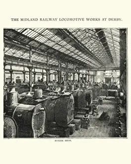 Engine Type Prints: Boiler shop Midland railway locomotive works at Derby, 1892