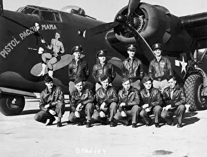 Crew Prints: Bomber Pilot and Crew with B-24 Liberator Bomber
