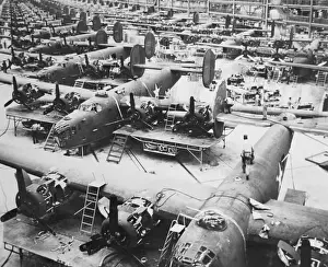 Assembly Line Prints: Bombers Being Made on Production Line