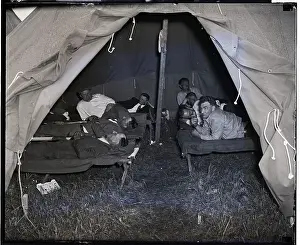 Camping Prints: Bonus Marchers Lie on Cots Inside Tent