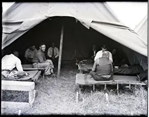 Camping Prints: Bonus Marchers Sit on Cots Inside Tent