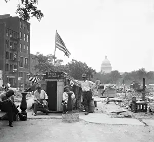 Demonstration Prints: Bonus Men In Front Of Dug-Out In D.C