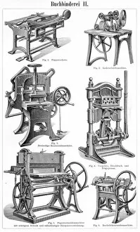Images Dated 19th March 2017: Book binding machines engraving 1895