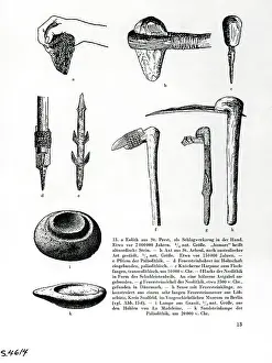 Anthropology Prints: Book Illustration of Prehistoric Tools