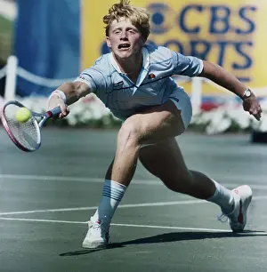 Boris Becker in Quick Tennis Action During Match