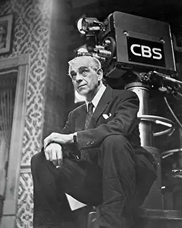 Boris Karloff Resting Near Television Camera