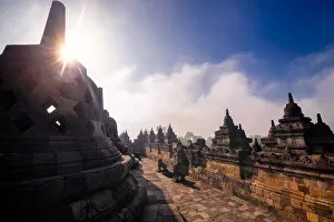 Images Dated 3rd September 2016: Borobudur Temple Foggy Morning