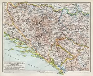 Balkans Collection: Bosnia and Montenegro map 1895