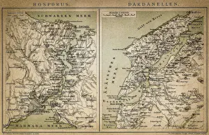 Balkans Prints: Bosporus and Dardanelles map
