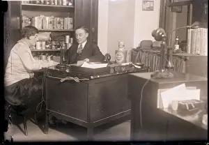 Taking Prints: Boss Dictating to Secretary in Office