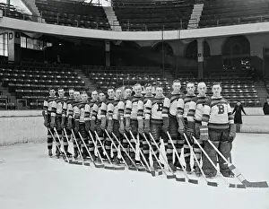 Prints of (Original Caption). To Play for Hockey Championship Frozen Moments: A Journey Through Hockey History: Boston Bruins Hockey Team Portrait