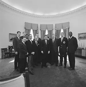 The Boston Celtics Posing With President Kennedy