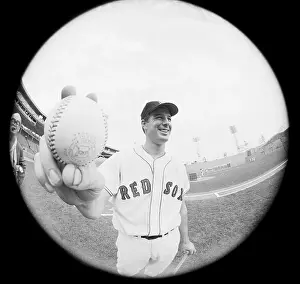 Fisheye Lens Prints: Boston Red Sox Pitcher Jim Lonborg Holding Baseball