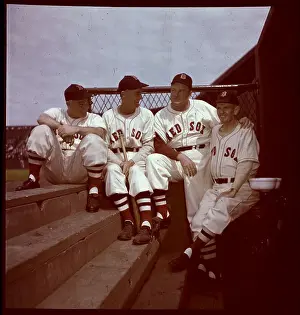 Boston Red Sox Players in Dugout