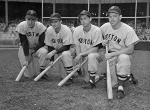 Boston Red Sox Teammates Posing in Uniform