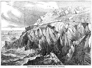 Tin Mine Gallery: Botallack Copper Mine, Cornwall - 1833 woodcut