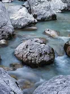 Images Dated 14th October 2011: Boulders and stones in the river bed of the Soca river, Soca Valley near Bovel