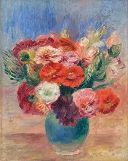 At The Table Prints: Bouquet Of Flowers In Earthen Pitcher